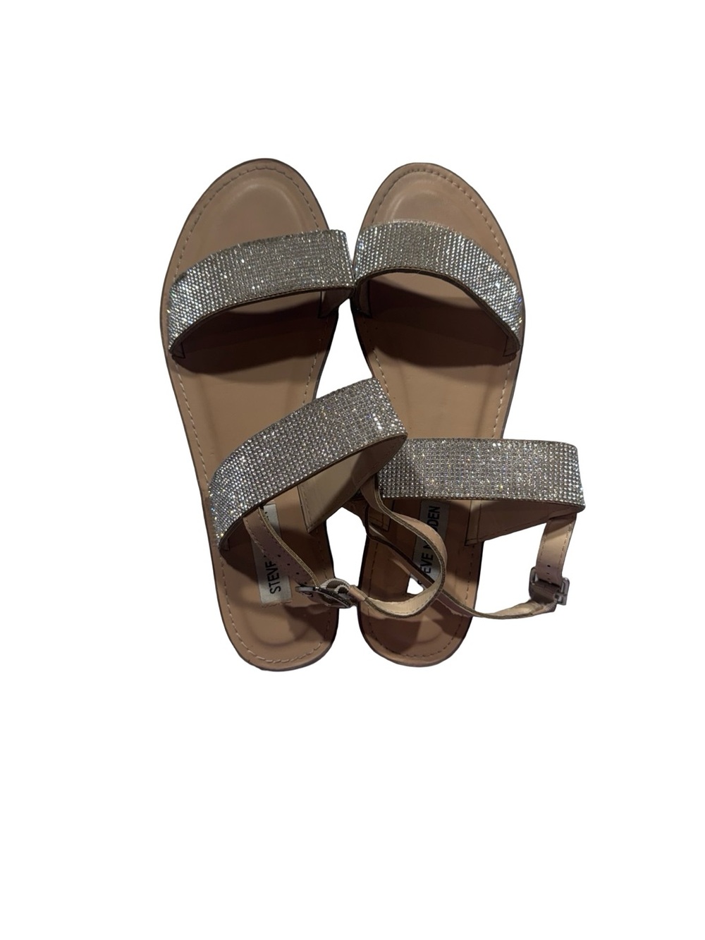 Steve Madden Silver Crystal Double-Strap Sandals